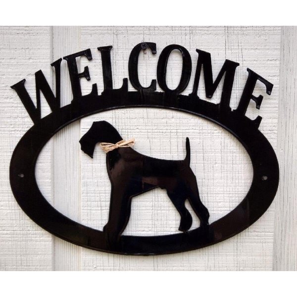 The Lazy Scroll Airedale Terrier Metal Welcome Sign airedalewelcome